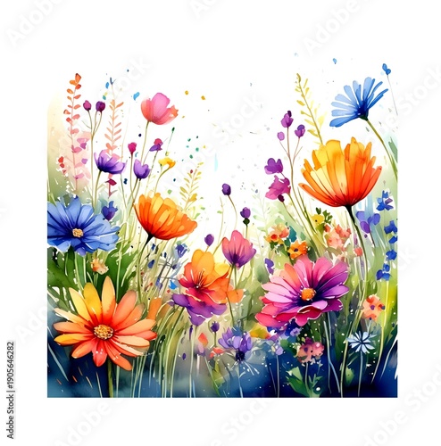 Karte oder Poster Blumenwiese bunt romantisch
