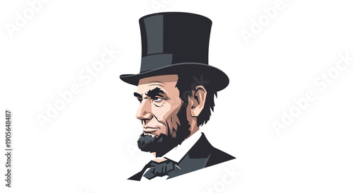 Distinguished profile illustration of a historical leader wearing a tall top hat, depicting a figure of wisdom and influence