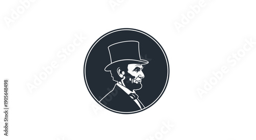 Classic gentleman portrait with distinguished profile and vintage top hat, representing leadership and heritage in a minimalist illustration