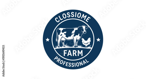 Farm Professional Logo with Cow and Chicken Illustration.