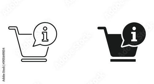 Minimalist chatbot icon in shopping cart vector illustration for e-commerce and online business concept