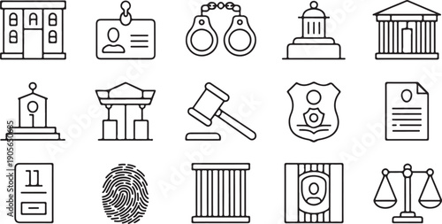 Prison and Law Enforcement Symbols Black and White