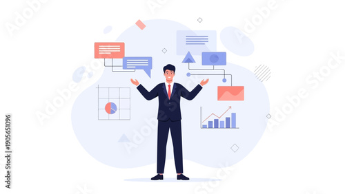 Businessman Managing Workflow and Data Analytics