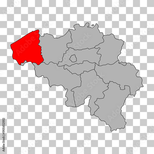 West Flanders of Belgium map symbol, travel web flat concept icon vector illustration .