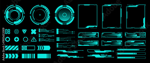 Futuristic HUD Interface Elements Collection for Sci Fi UI Design