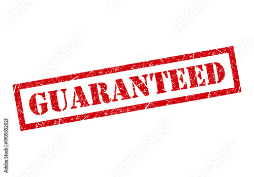 Guaranteed stamp symbol, label sticker sign button, text banner vector illustration .