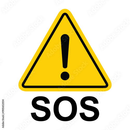SOS help icon, safety support alert flat design, save vector illustration .