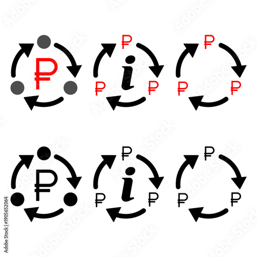 Set of Ruble money change icon, trade cash information web symbol, convert sign vector illustration .