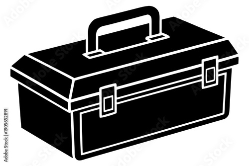 Solid black silhouette toolbox icon with bold lines, minimalist flat vector design on a white background.Professional Briefcase Icon - Business Bag and Career