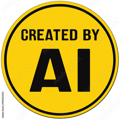 A round sign indicating that the content was created by artificial intelligence. AI