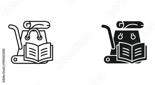 Flat design book with padlock icons for security knowledge protection and digital learning concept isolated