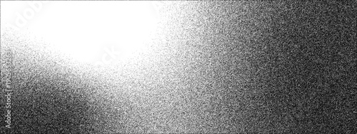 Monochrome dot pattern with grainy effect. White and black sand wallpaper. Retro pixelated backdrop.  Grain noise of black irregular dots and grainy halftone fade effect with sand dust particles. 