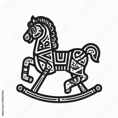 Wallpaper Mural Vintage Rocking Horse Image Vector Isolated on White Background Torontodigital.ca