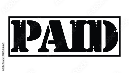 Paid Stamp: Bold and stark, a 'PAID' stamp declares transaction, signifying completion. A straightforward and graphic portrayal of financial settlement.