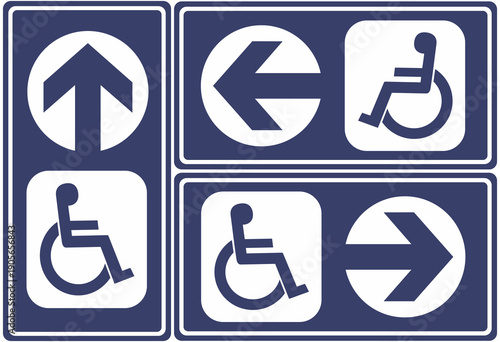 Signs indicating the location for people with physical disabilities.