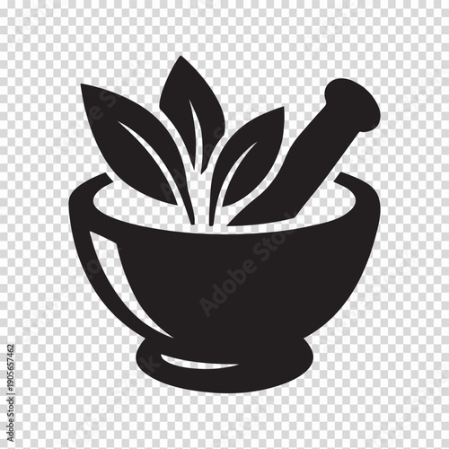 Herbal medicine preparation with mortar and pestle