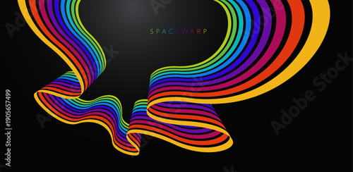 Abstract rainbow lines in 3D perspective, vector background with colorful stripes, children preschool education theme, positive and bright design.