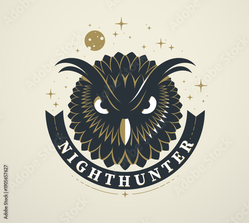 Dark owl symbolizing night vision, stealth and silent control, conveying mystery, alertness and hidden power, perfect for security, surveillance and shadow-themed brands.