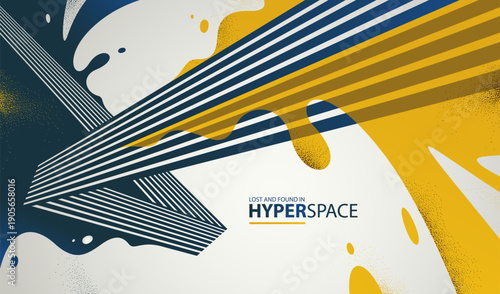 Fluid splash in motion over 3D lines in perspective space vector abstract background, energy blast explosion in chaos, surreal explosion art wallpaper.