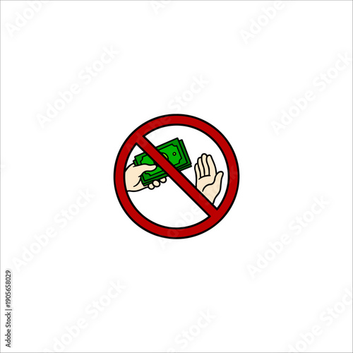 no bribe icon hand drawn illustration artwork image