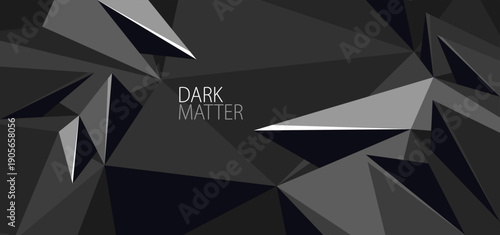 Low poly dark vector abstract background, 3D polygonal fractal wallpaper in dark monochrome greyscale colors, geometric surface of triangular structure.