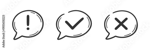 brush stroke check mark, tick symbols, checklist signs. Grunge brush stroke signs Grunge checkmark design. Dirty grunge stroke checkmark sign vector illustration. Hand drawn doodle checkmark and cross