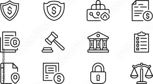 Financial Law and Anti Fraud Symbols Monochrome