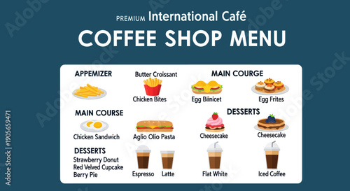 Cafe Menu with Various Food Items Listed.