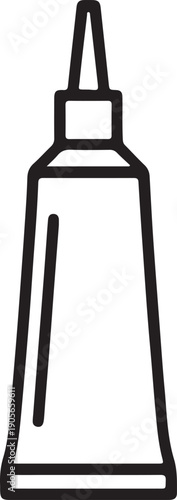 A black and white line drawing of a squeeze bottle with a nozzle