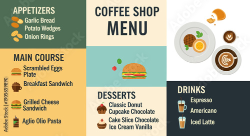 Restaurant Menu with Various Food Options Listed.