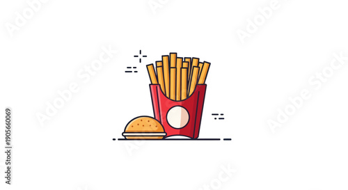 French Fries in Red Container Illustration.