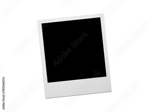 Polaroid photo frame template. Album memories card. Empty white photo frame mockup. Retro photo isolated on transparent background