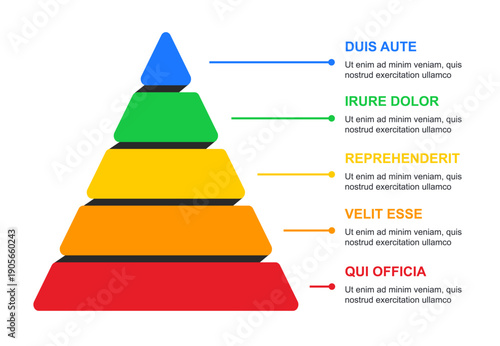 Pyramid infographic template diagram with five hierarchy steps