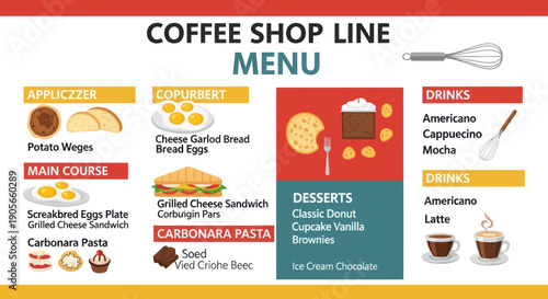 Coffee Shop Menu Board with Various Options.