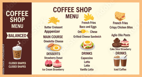 Coffee Shop Menu Board with Various Options.