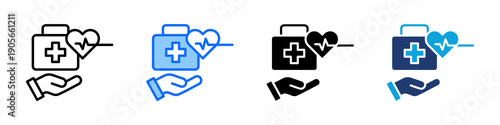 Medical Care Icon Set Multi Style Vector Illustration