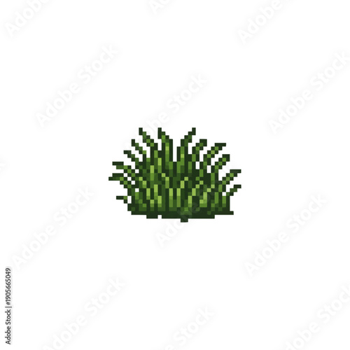 Bilde på lerret pixel art green grass tuft or small bush isolated on white for landscape game design