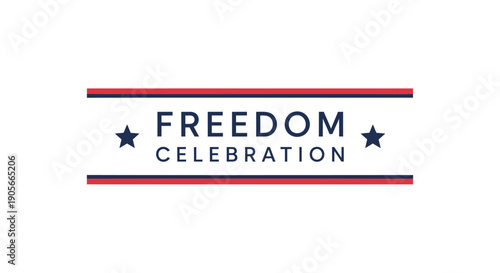 Vector 'Freedom Celebration' banner or poster with stars and stripes, for Independence Day or patriotic event, isolated on transparent background, png