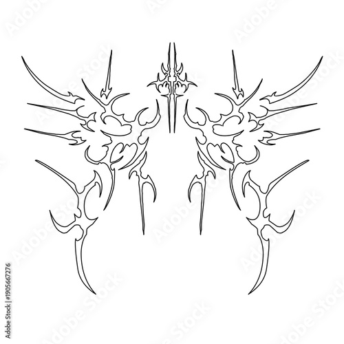 Neo Tribal Cyber Sigilism symmetrical design