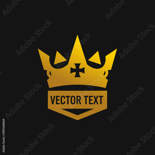 Golden Royal Crown Vector Emblem on Dark Background