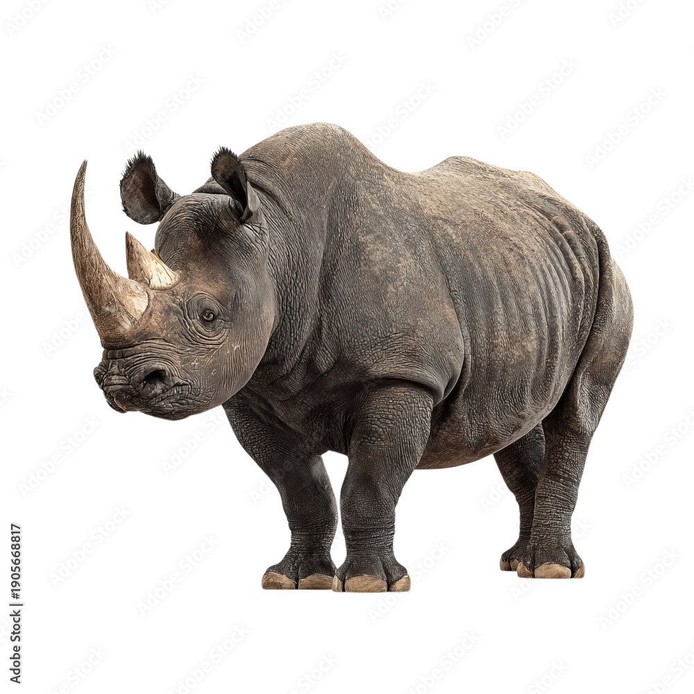Fototapeta premium PNG of Majestic rhinoceros standing impressively.