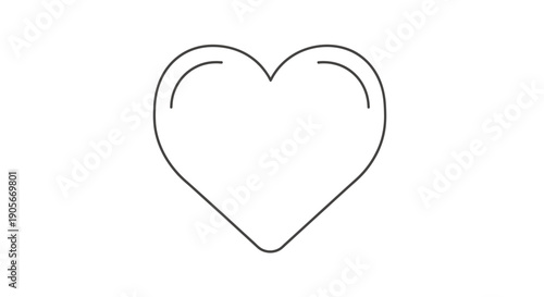 A simple outline drawing of a heart shape with subtle highlights on a white background.