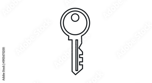 Simple outline drawing of a metal key, representing security and access.