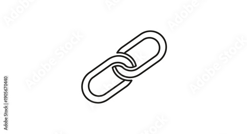 A simple line art drawing of a single chain link, commonly used as an icon for hyperlinks or connections.