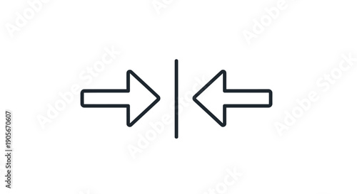 Two arrows pointing inwards towards a central vertical line, symbolizing merge, combine, or compression in a graphic icon.
