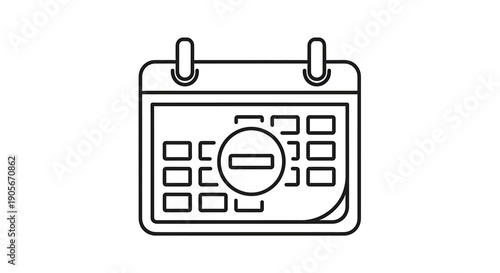 Line art illustration of a calendar icon with a minus sign, symbolizing removal or deletion of an event or date.