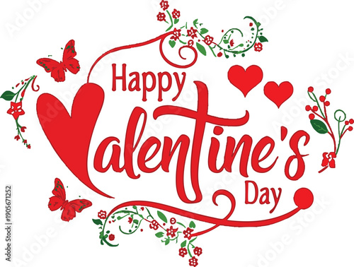 Valentine's Day Greeting: Celebrate love with this vibrant Valentine's Day graphic featuring hearts and decorative elements, perfect for expressing affection. 