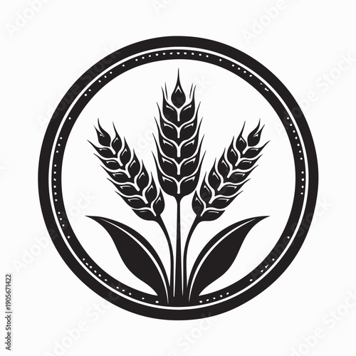 Wheat Bakery Logo Design Vector Illustration on White Background