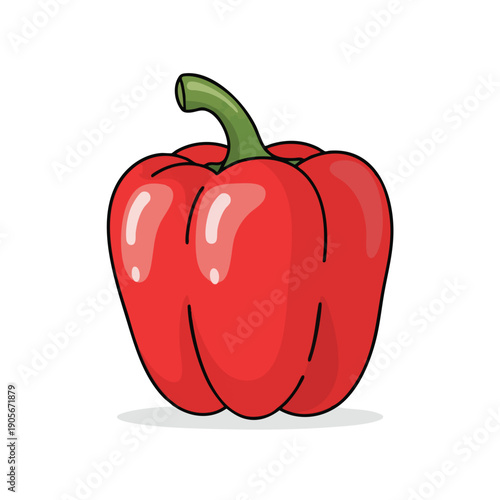 Fresh Red Bell Pepper on White Background for Healthy Food and Cooking Concepts