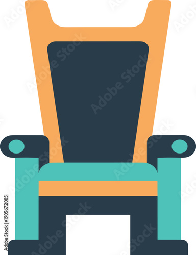 Modern Throne Chair Vector Illustration with Minimal Flat Design for Royal Icons, Game Assets, User Interfaces, and Fantasy Branding Projects